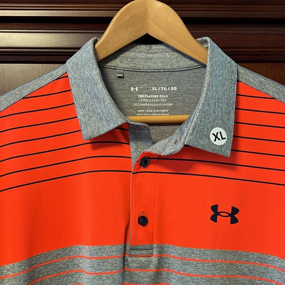 New without tags Under Armour Rare The Playoff Polo Orange/Gray Le Polo Play-Off - Picture 2 of 8